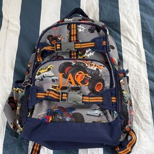 Pottery Barn Kids Monster Truck Backpack - Gray and Navy